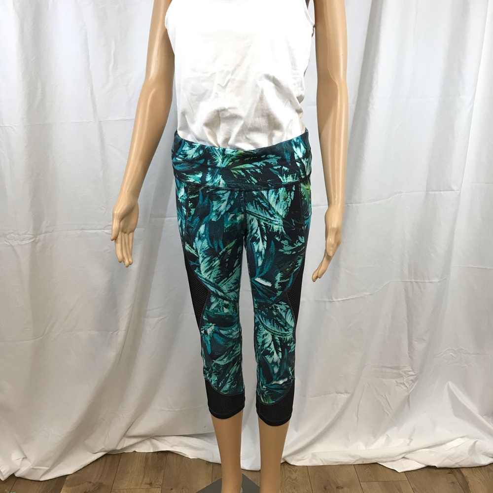 ATHLETA Napoli Sonar Palm Leaf Mesh Cropped Sz M